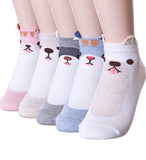 Jungle, 5 Pairs Cute Animal Print Women Ankle Socks