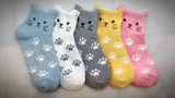 Cute Cozy Warm | Women Teen Girls | Crew Socks | 5 Pairs | (Cat Paws)