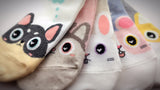 Cute Bunny Dog Cat Animal Print | Womens Teen Girls | Ankle Socks | 5 Pairs | (Deep Thoughts)
