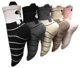 Piggyback, 5 Pairs Cute Animal Print Women Crew Socks