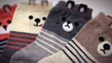 Cute Animal Print | Womens Teen Girls | Crew Socks | 4 Pairs | (Stripe buddies)