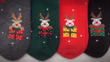 Holly Jolly, 4 Pairs Cute Animal Print Women Christmas Crew Socks