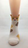 Cute Cat Kitten Animal Print | Womens Teen Girls | Ankle Socks | 4 Pairs | (Feline Friends)
