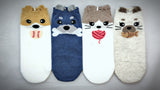 Cats and Dogs, 4 Pairs Cute Animal Print Women Ankle Socks