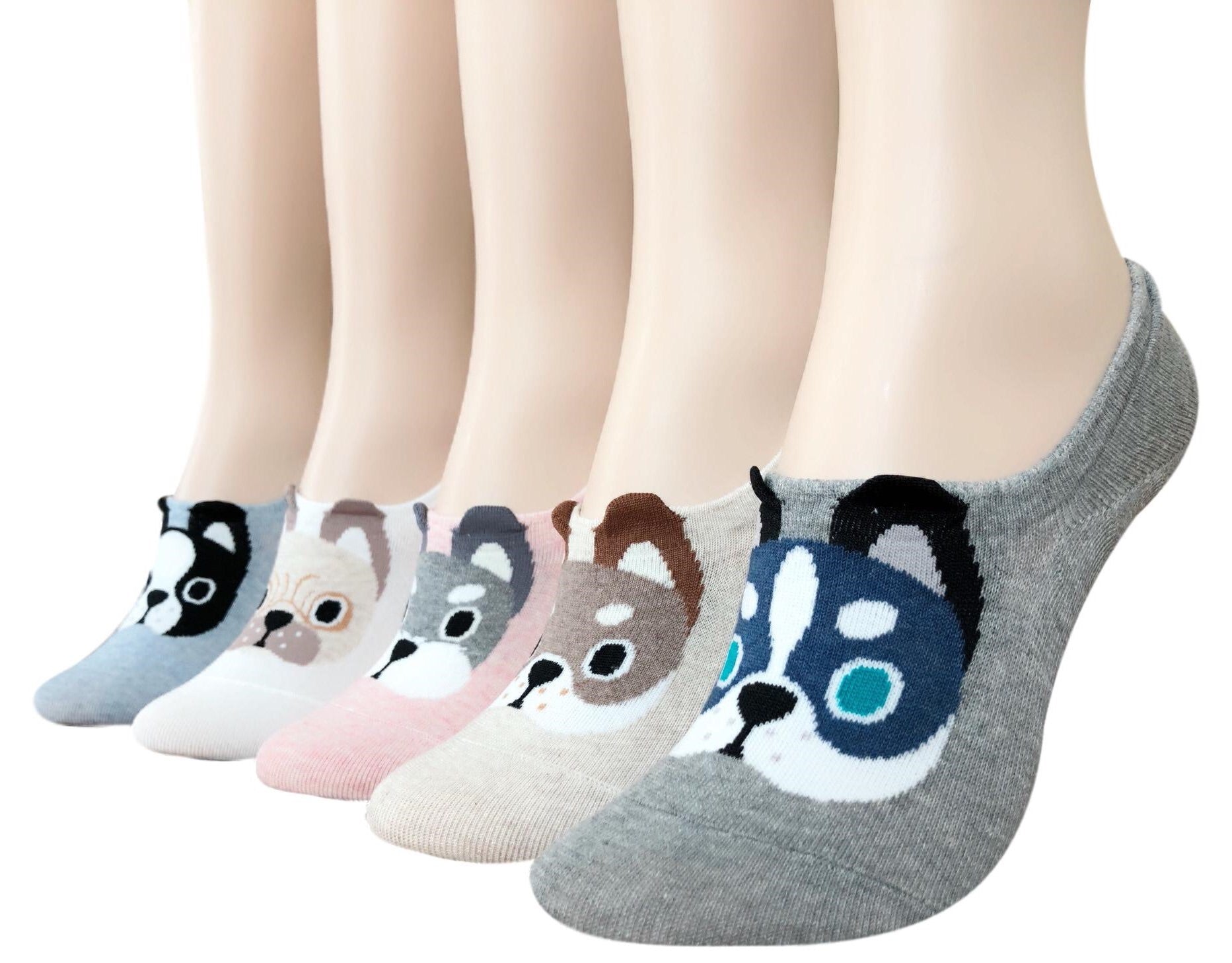 Cute socks, Fun, Quality Korean socks, Dog print No Show socks